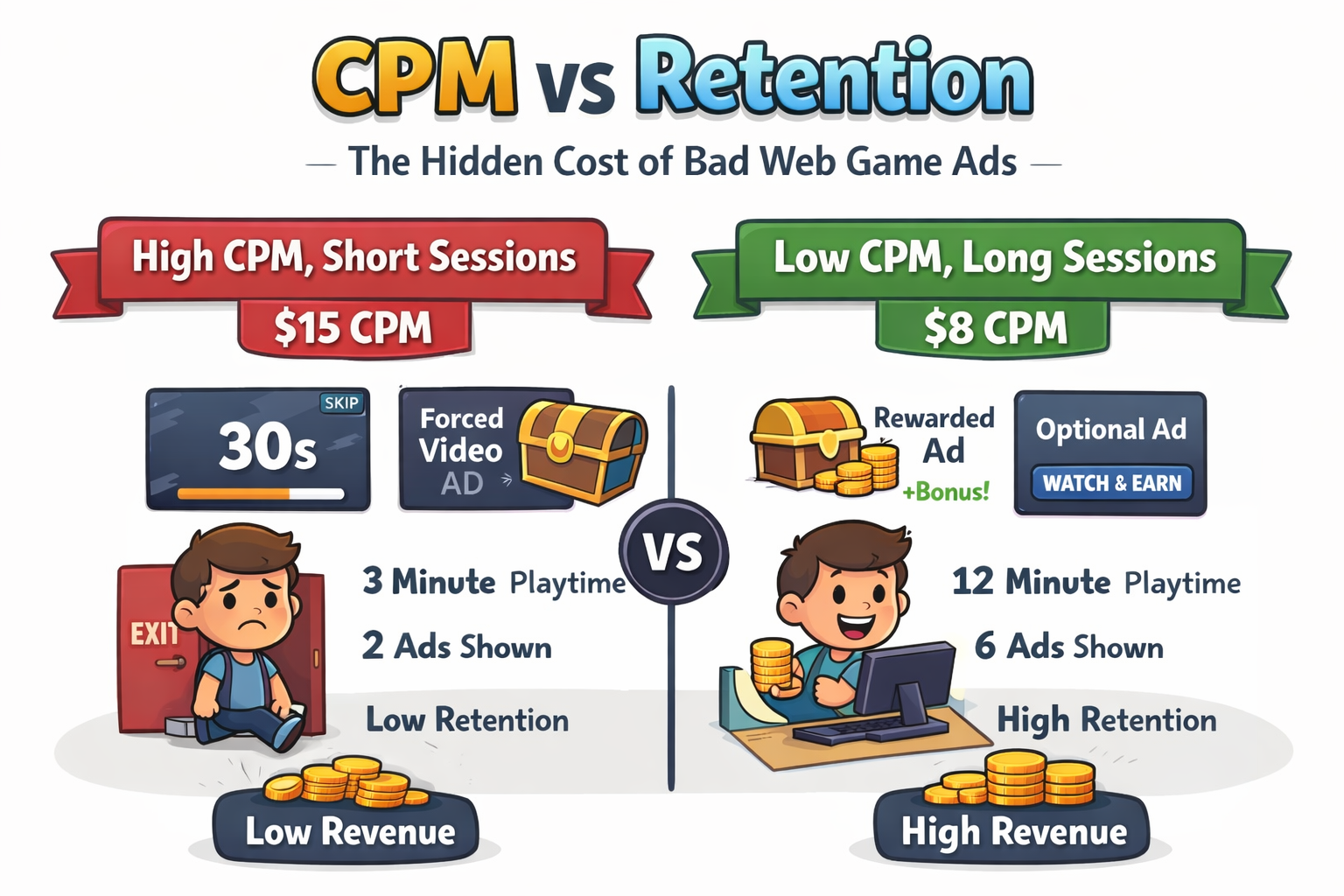CPM vs Retention: The Hidden Cost of Bad Web Game Ads